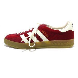 GUCCI GAZELLE 707848 Red White Velour Leather - Men's Sneakers 728-042325